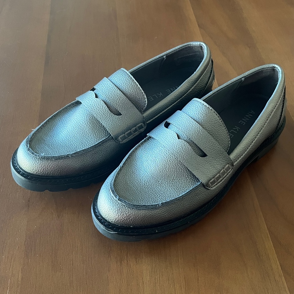 Metallic Leather Loafers